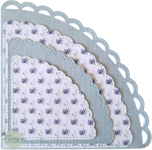 Matty’s Crafting Joy Stitched Nesting Corner Pocket Die Cut Set of 4, Scallop Dies, Large Nested Metal Cutting Dies for Card Making, Albums, Journ...