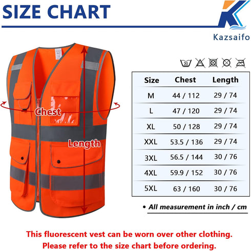 9 Pockets Safety Vest Class 2 High Visibility Reflective Vest for Women Men Security Wear Meets ANSI/ISEA Standards(KZC-Orange, 2XL)...