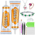 B-7000 Fabric Glue for Rhinestones, Cridoz Clear Jewelry Glue Bead Adhesive with Precision Tip Craft Glue with Rhinestones Picking Tools for Cloth...