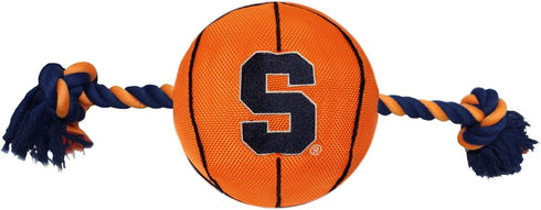 Pets First NCAA Syracuse Orange Basketball Rope Toy for Dogs & Cats. Tough Nylon, Sporty Basketball Design, Heavy-Duty Ropes with Inner Squeaker...