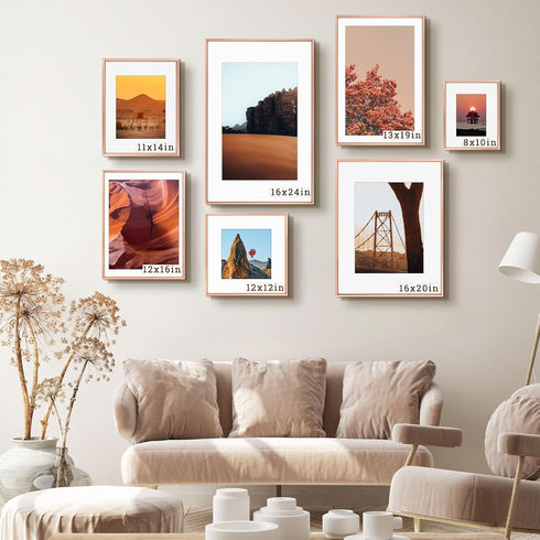 Frametory, 8x10 Metal Picture Frame with Mat for 5x7 Picture & Real Glass, Aluminum Photo Frame Collection (Rose Gold, 1 Pack)...