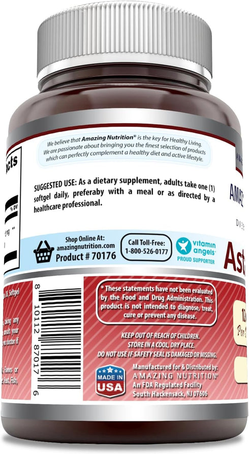 Amazing Formulas Astaxanthin 12 Mg Supplement | 60 Softgels | Non-GMO | Gluten Free | Made in USA...