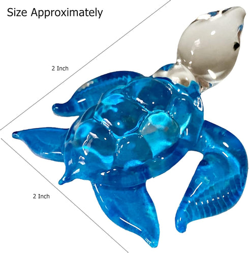 Garden Deco Glow in The Dark Blue Sea Turtle Hand Blown Art Glass Figurine Ornament Sculpture...
