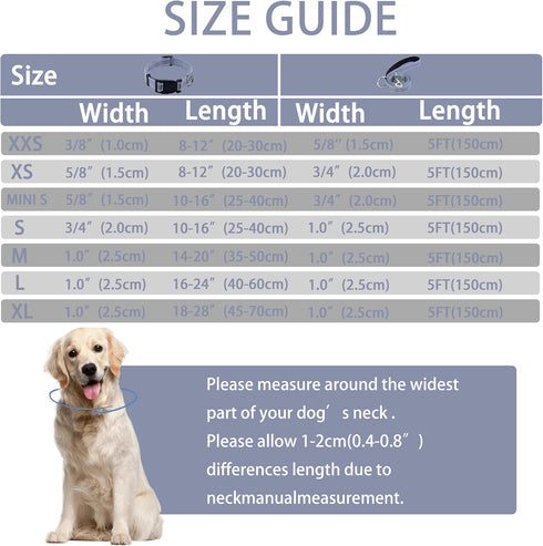 Reflective Dog Collar with Safety Locking Buckle, Adjustable Soft Breathable Nylon Collars for Small, Medium and Large Dogs(Collar+Leash XS Width ...
