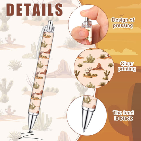 36 Pcs Western Theme Pens Bulk Print Ballpoint Pens Cowboy Pens Western Cowboy Party Favors Black Retractable Gel Pens School Office Supplies for ...