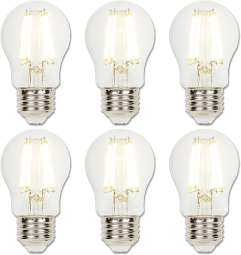 Westinghouse Lighting 5278020 8 Watt (75 Watt Equivalent) A15 Dimmable Clear Filament LED Light Bulb, Medium Base, 6 Pack...