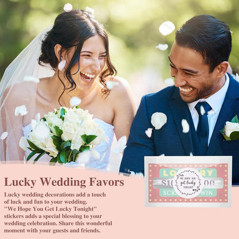 100 Sets Get Lucky Tonight Wedding Lottery Ticket Holders with Stickers Mini Lotto Lottery Ticket Holder Clear Glassine Envelopes for Wedding Favo...
