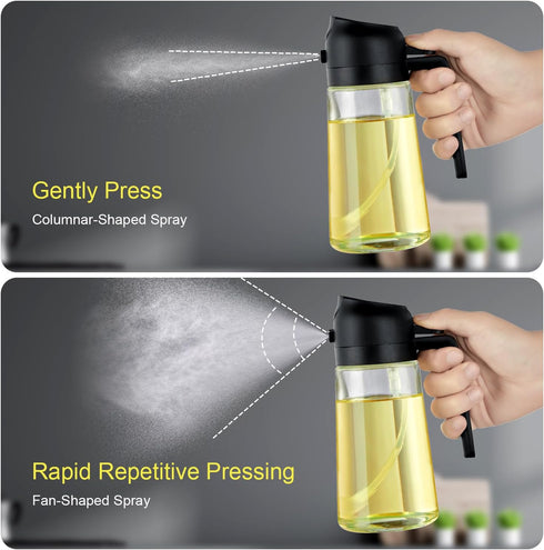 16oz Oil Sprayer for Cooking - 2 in 1 Spray & Pour Olive Oil Dispenser - 470ml Glass Spray Oil Bottle - Kitchen Gadgets...