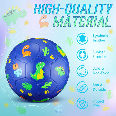 Soccer Ball for Boys Girls 4 to 6 Dinosaur Size 3 Small Cute Soccer Toy Soft Durable Sports Soccer for Outdoor Indoor Game with Pump Christmas Bac...
