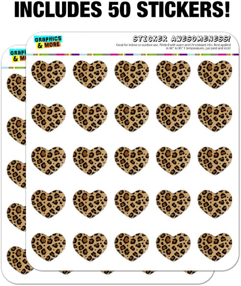 Leopard Print Animal Spots Heart Shaped Planner Calendar Scrapbook Craft Stickers...
