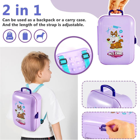HERSITY Pet Care Vet Kit Kid, Puppy Pretend Play Toy Girl, Toy Dog Bath Grooming Set, Gift 3 4 5 6 Year Old Toddlers Childrens Veterinarian Playse...