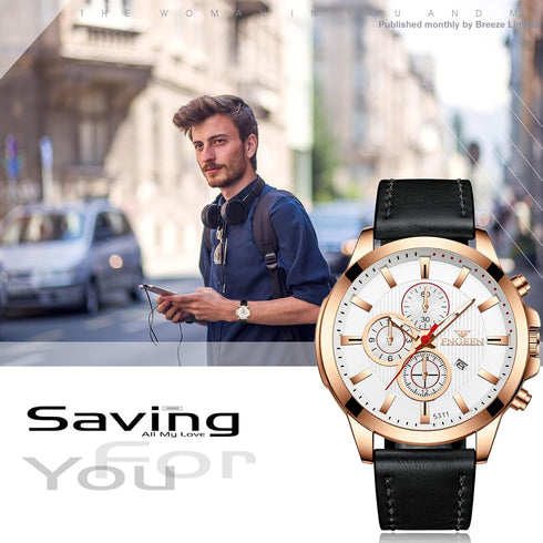 Avaner Men's Wristwatch Analog Quartz Sport Watch Leather Strap Wrist Watch with Luminous Hands and Date Calendar...