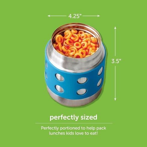 LunchBots Thermal 8 oz Triple Insulated Thermos - Hot 6 Hours or Cold 12 Hours - Leak Proof Thermos Soup Jar - All Stainless Interior - Navy Lid -...