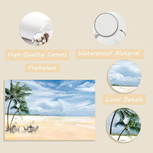 Sea Beach Canvas Wall Art Coastal Poster Wall Nature Modern Seascape Canvas Sandy Beach Coastal Landscape Canvas Coastal Beach Pictures Painting A...