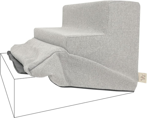 Best Pet Supplies Foam Pet Steps Cover for Small Dogs and Cats, Portable Ramp Stairs for Couch, Sofa, and High Bed Climbing (Cover Only) - Sand, 3...
