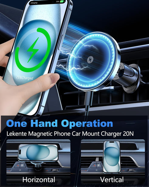 for Magsafe Car Mount Charger, 15W Fast Charging Magnetic Car Charger with Vent Mount, Car Phone Holder Wireless Charger for iPhone 15 14 13 12 Pr...