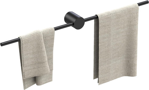 HITSLAM 24 Inch Matte Black Towel Bar, SUS304 Stainless Steel Single Base Towel Rack Wall Mounted, Modern Home Decor Bathroom Towel Holder with Ha...