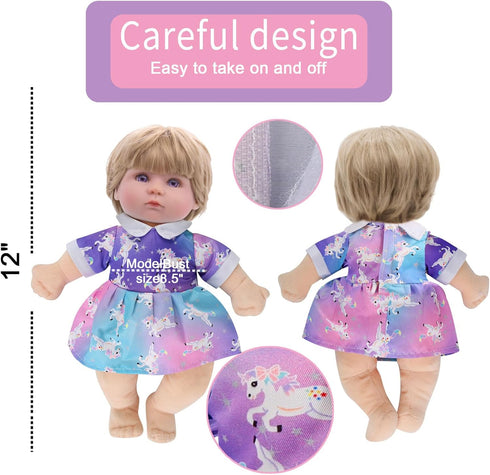 Girl Doll Clothes and Accessories 6 Sets Doll Clothes for 12 Inch Dolls Alive-Baby Doll Clothes Dress Pajamas Lovely Baby Doll Outfits Accessories...