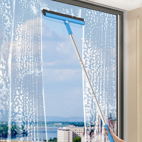 KOLLIEE Floor Squeegee Adjustable 59'' Long Handle Professional Floor Squeegee with Hook Water Squeegee Foam Blade for Concrete Floor Tile Pet Hai...