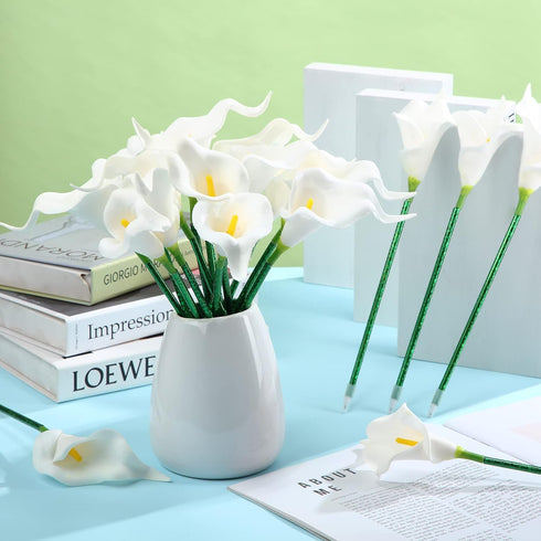 Zhanmai 24 Pieces flower pens bulk Sunflower Butterfly Pens calla lily pens Ballpoint Writing Pens 0.5 mm 0.7 mm for Home School Office Party favo...