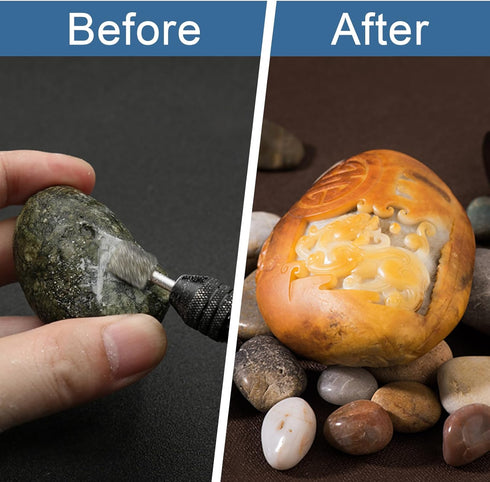 Stone Carving Set Diamond Burr Bits Compatible with Dremel, 30PCS Polishing Kits Rotary Tools Accessories with 1/8’ Shank for Carving, Engraving, ...