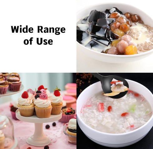 200Pcs Black Plastic Serving Spoons, LIOUCBD Disposable Soup Spoon, Heavy Weight Plastic Utensils Cutlery Set for Weddings Catering Buffets Partie...