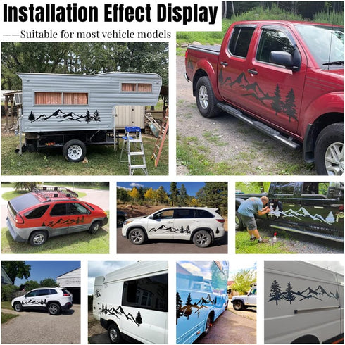 sundan 2PCS Car Side Body Stickers Mountain Tree Forest Graphic Decals DIY Vinyl Sticker Decals for Car Truck SUV RV Camper Trailer, 77.95''x15.74...