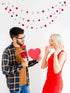 3 Pcs Felt Ball Heart Garlands - Felt Pom Pom Heart Hanging Ornaments for Anniversary, Wedding, Party Decors, Memorial Gifts, Grey White Red...
