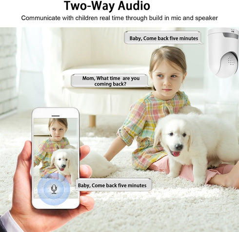 Indoor Security Camera 1080P, Pet Camera with Phone App, 2.4G WiFi Cameras for Home Security, Dog/Baby Monitor with Pan Tilt, 2-Way Talk, Human De...