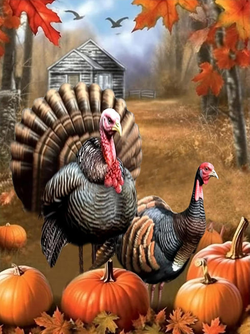 Kaliosy 5D DIY Diamond Art Kits for Adults Halloween by Number Kits, Diamond Painting Thanksgiving Pumpkin Turkey Full Drill Arts Wall Decoration ...
