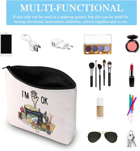 GJTIM Quilting Themed Gift Sewing Gift Sewing Storage Bag Stitching Makeup Bag For Quilters Seamstress Tailors Sewing Lovers (OK Sewing Bag)...