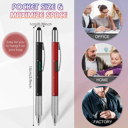 Zonon 36 Pcs Multitool Tech Pen 6 in 1 Ink Pens with Ruler Level Gauge Screwdriver Multifunction Touch Screen Ballpoint Pens and Black Pen Refills...