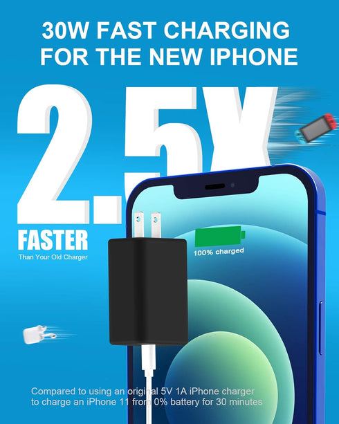 USB C Charger - NANAMI 30W USB Wall Charger PD3.0 Fast Charging Block for iPad Pro/Air/Mini,Mobile Charger Adapter for iPhone 15/14/13/13 Pro/13 P...