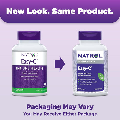 Natrol Easy-C Immune Health, Dietary Supplement, Supports Immune Health with Vitamin C and Bioflavonoids, Veggie Capsules, 500 mg, 120 Count...