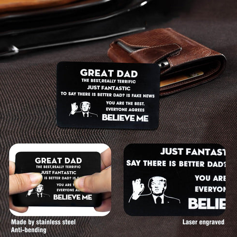 Father's Day Gifts, Gifts for Dad from Daughter Son, Thank You Dad Gifts for Birthday, Personalized Engraved Metal Wallet Card Insert Presents for...