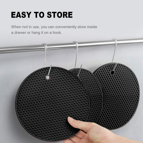 4 Pcs Trivets for Hot Dishes, Kitchen Heat Resistant Pot Holders, Extra Thick Large Non Slip Multipurpose Kitchen Accessories, Silicone Mat, Hot P...