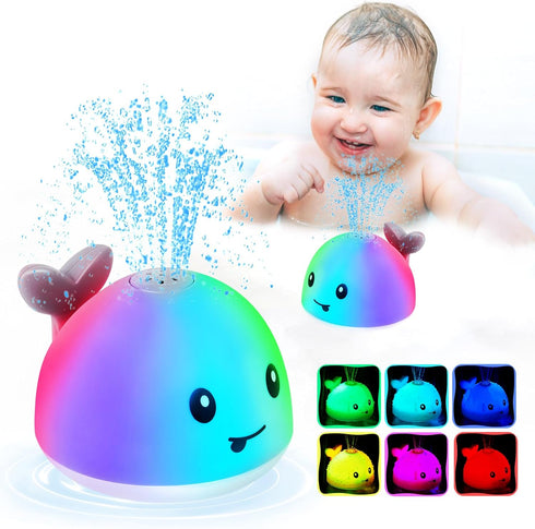 Baby Bath Toys, Whale Bath Toy Sprinkler for Kids Ages 0-2 1-3, Light Up Bathtub Fountain Water Table Pool Toys for Toddlers Infants 6-12 12-18 Mo...