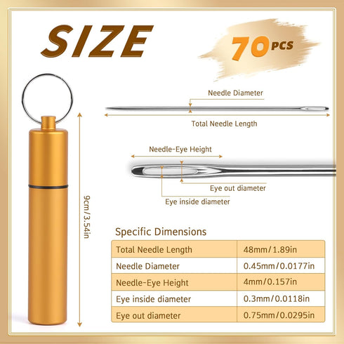 GarfxG 70pcs Beading Needles Straight Beading Needles for Jewelry Making, 0.45mm Diameter, 48mm/1.89" Length Fine Thread Seed Beads Needles with S...