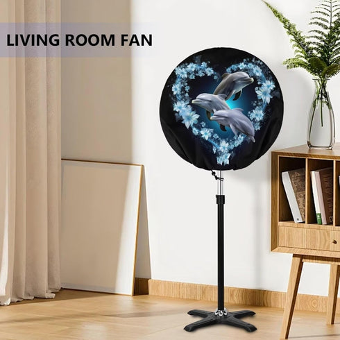 Upetstory Adorable Dolphin Fan Cover 16 18 20 24 Inch Industrial Floor Fan Cover Electric Household Floor Fans Covers Vertical Table Standing Wash...