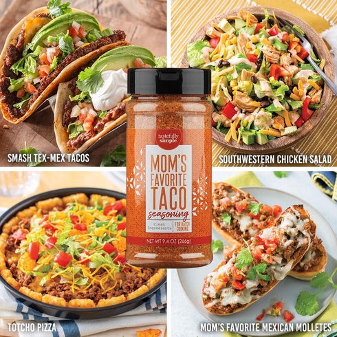 Tastefully Simple Mom's Favorite Taco Seasoning Mix for Fajitas, Enchiladas, Dips, and More, Clean, Keto, and Paleo, No MSG, 5 Ounce...