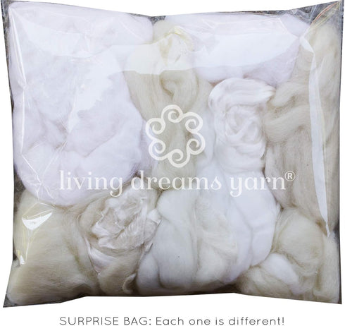 Assorted White Merino Roving Ends & Mixed Fiber Waste - Bulk Top Fiber for Felting, Spinning, Blending & Hand Dyeing...
