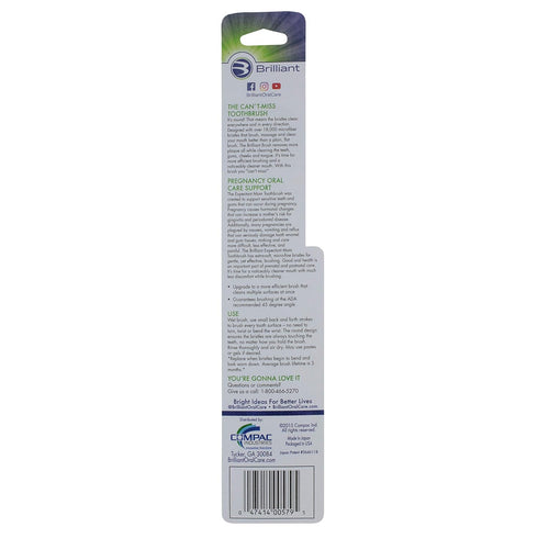 Brilliant Oral Care Expectant Mom Toothbrush, a Pregnancy Must Have with Gentle, Extra Soft Bristles, Round Head for Sensitive Teeth and Gums, Whi...