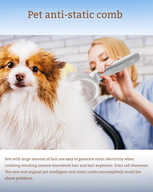 Eliminate Static Electricity Pet Grooming Brush,Self Cleaning Slicker Brush,Pet hair removal brush, Shedding Antistatic Brush for Dogs Cats Rabbit...