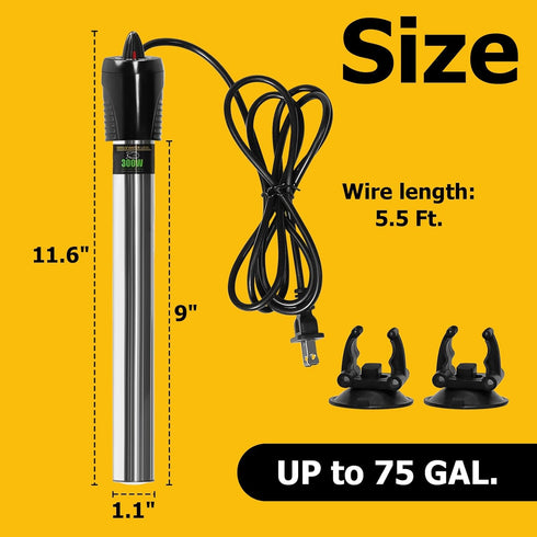 TARARIUM Aquarium Heater for 25-75 Gallon Fish Tank Turtle Tank Stainless Steel, Aquarium Supplies Accessories Freshwater Use Only...