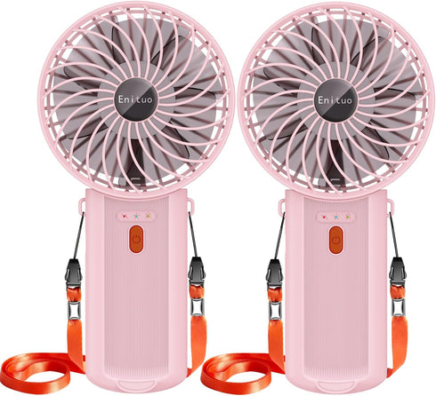 2 Pack Portable Handheld Fan, Mini Hand Held Fan, 6-15H Cooling Small Personal Fan, 180° Foldable Mini Desk Fan with 4 Quiet Speed, Neck Fan w/Lan...
