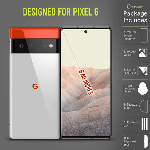 3 Pack 6.4” TPU Film Screen Protector for Google Pixel 6, Flexible, Self-Healing, Scratch-Resistant, Oil-Resistance, Easy Installation, Complete A...
