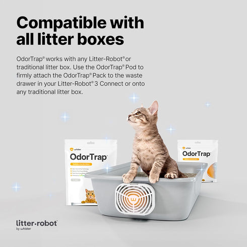 OdorTrap by Whisker, Eliminates Litter Box Odors, Includes OdorTrap Pod and Pack with Fresh Wave Technology, Compatible with Litter-Robot and Trad...