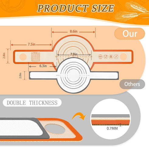 2PCS Silicone Bread Sling for Dutch Oven - Platinum Silicone, Reusable Non-Stick & Easy Clean Baking Mat Supplies, Extra Long Handles for Easy Sou...