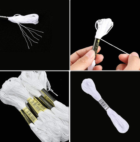 White Embroidery Floss,26 Skeins Embroidery Threads for Cross Stitch,Friendship Bracelets String,and DIY Art Craft ,with 10 PCS Floss Bobbins...