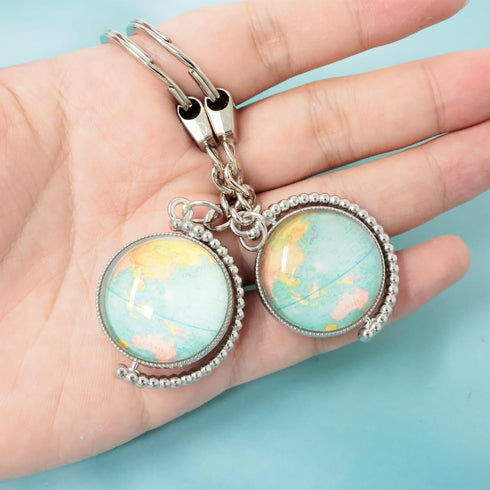 Honbay 3PCS Rotated Globe Keychains Double-Sided Glass Earth Keyrings Keyholder Creative Bag Hanging Ornament for Keys Backpack Purse or Car Decor...